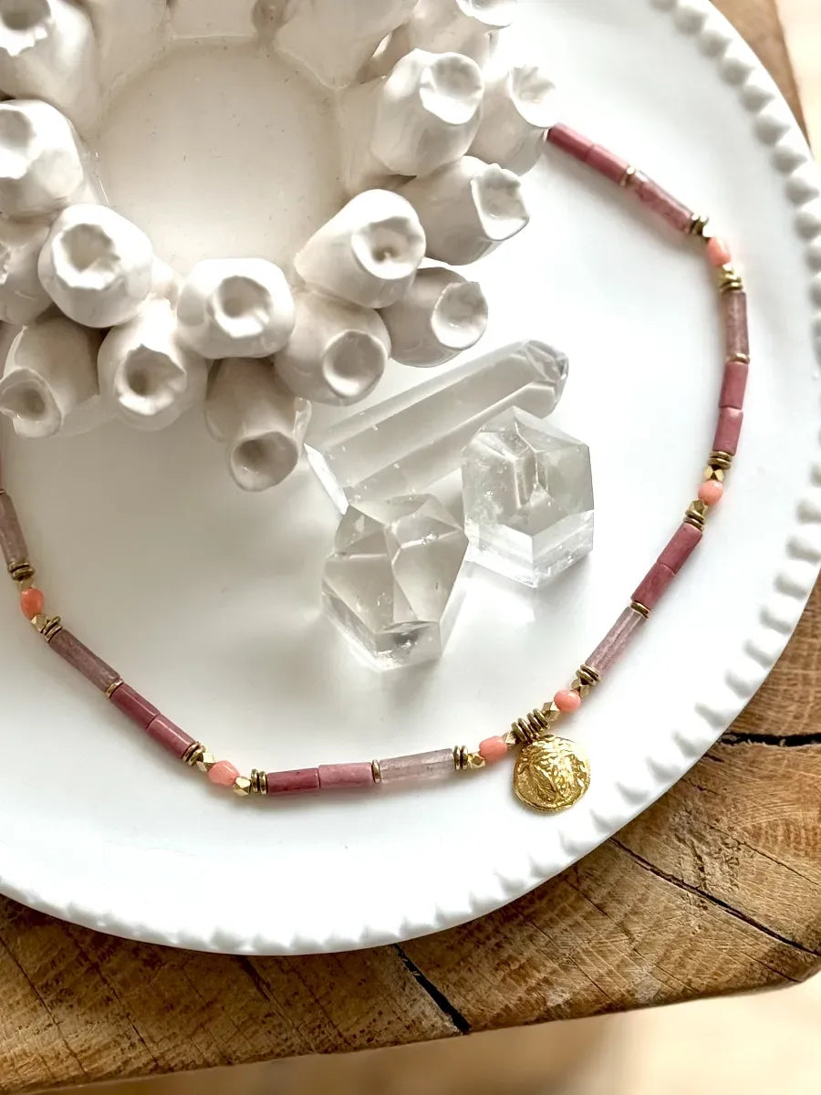 Collier en quartz fraise - Paulette Quincaillerie