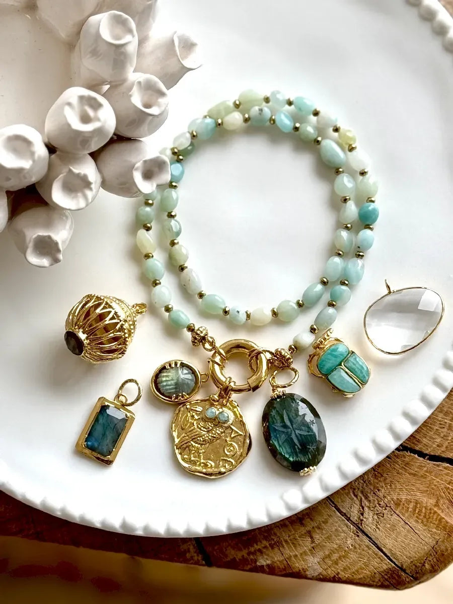 Collier en amazonite, vue 4 - Paulette Quincaillerie