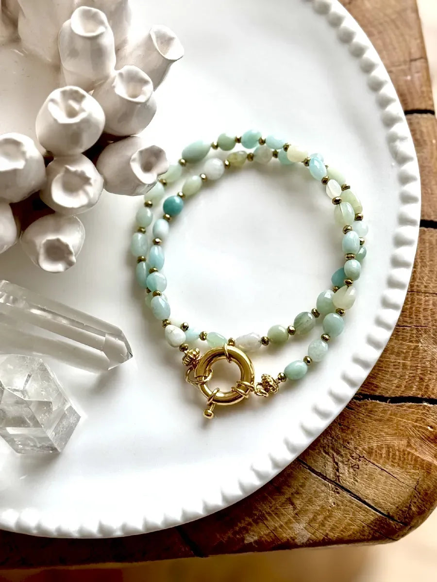 Collier en amazonite, vue 2 - Paulette Quincaillerie