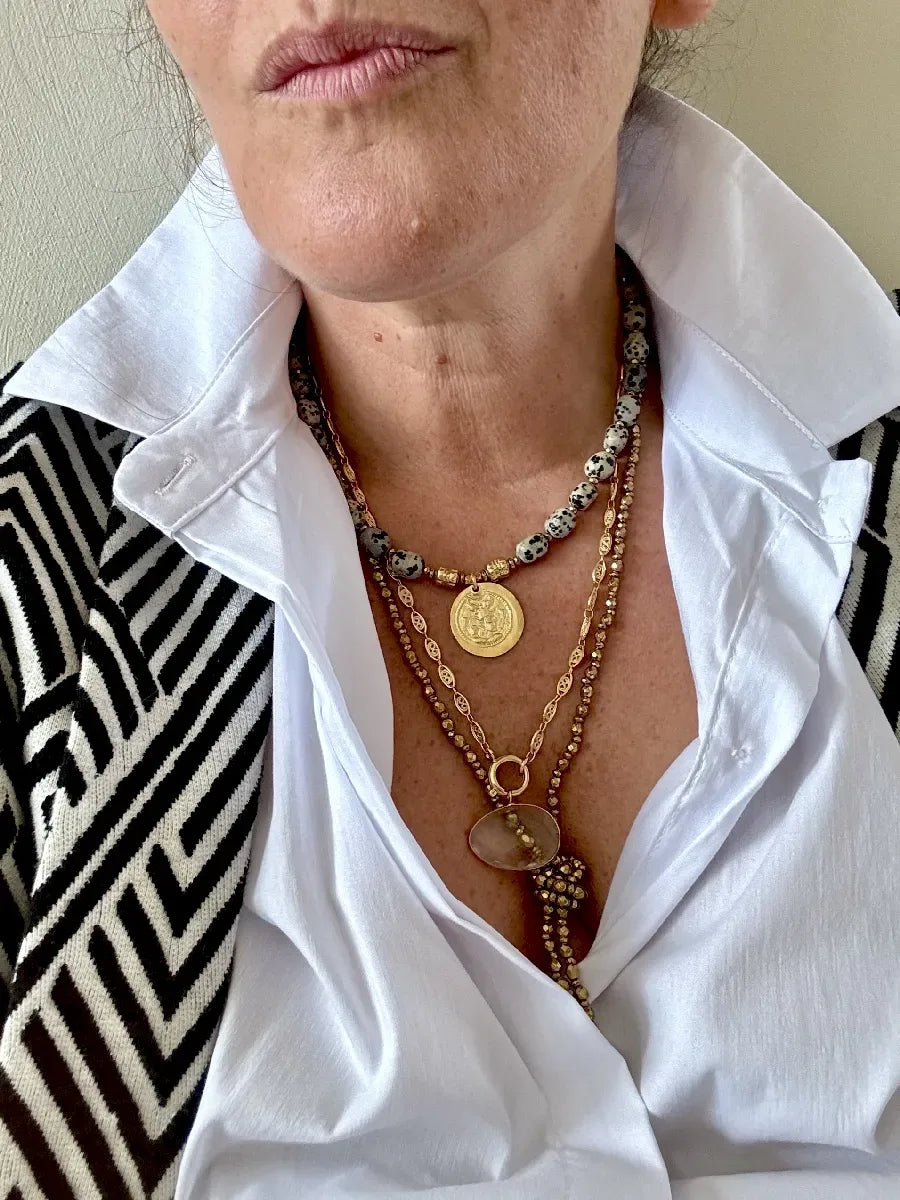 Collier en jaspe dalmatien, vue 5 - Paulette Quincaillerie