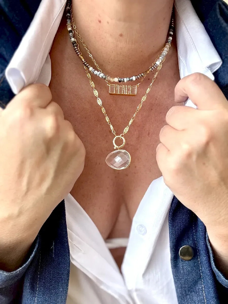 COLLIER OPALE DENDRITIQUE CELESTE