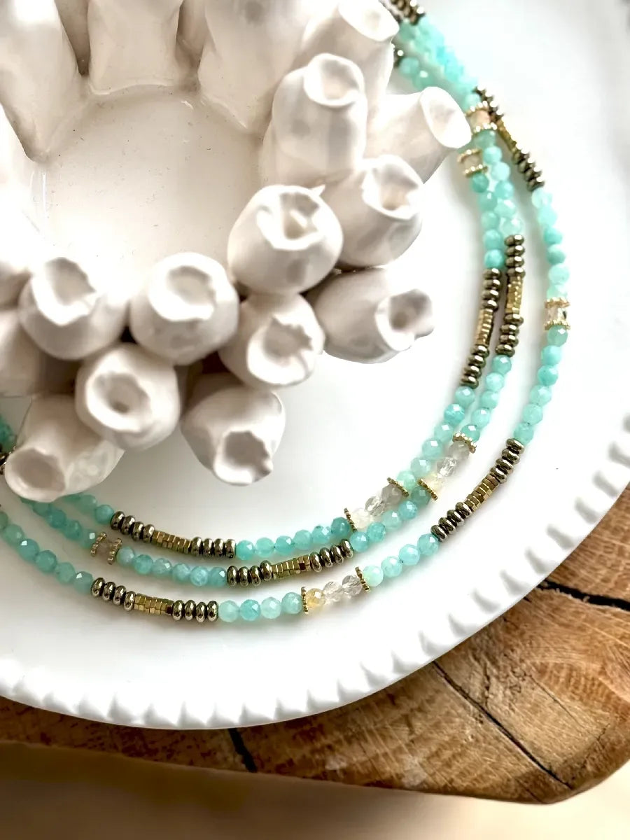 Collier en amazonite, vue 2 - Paulette Quincaillerie