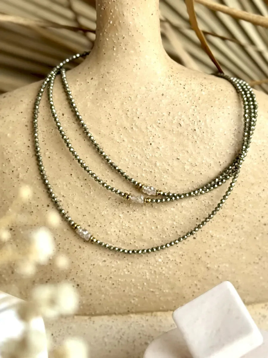 collier pyrite et diamant