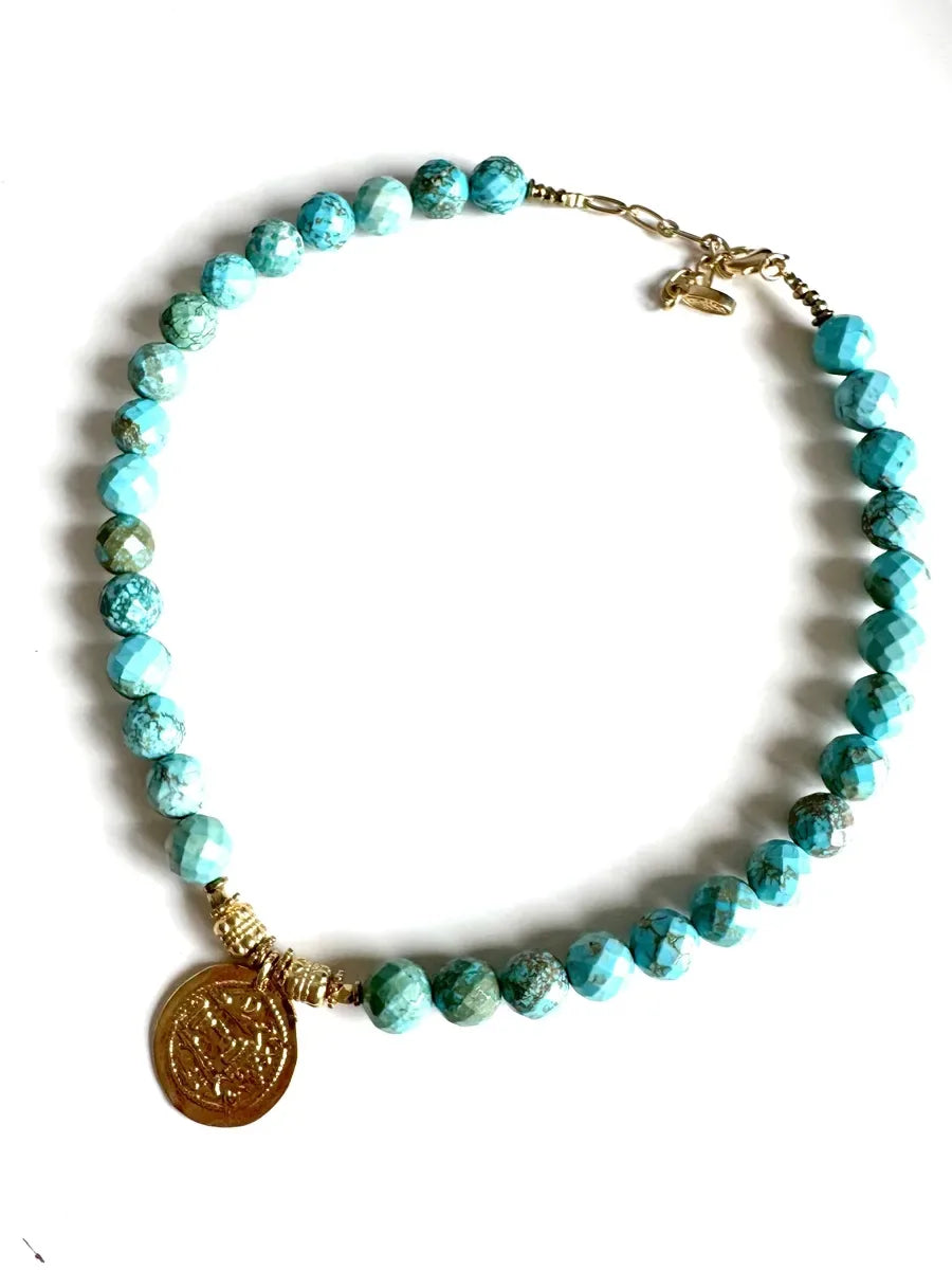 COLLIER ROMA TURQUOISE PIERRES NATURELLES CRÉATRICE MADE IN FRANCE PAULETTEQUINCAILLERIE