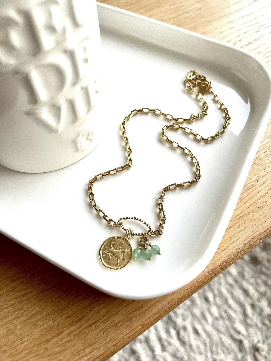 collier taureau chaine et aventurine