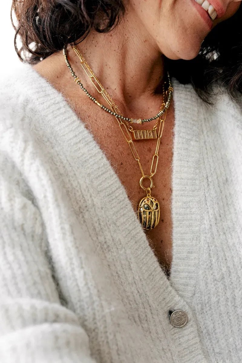 Pendentif en obsidienne dorée, vue 2 - Paulette Quincaillerie