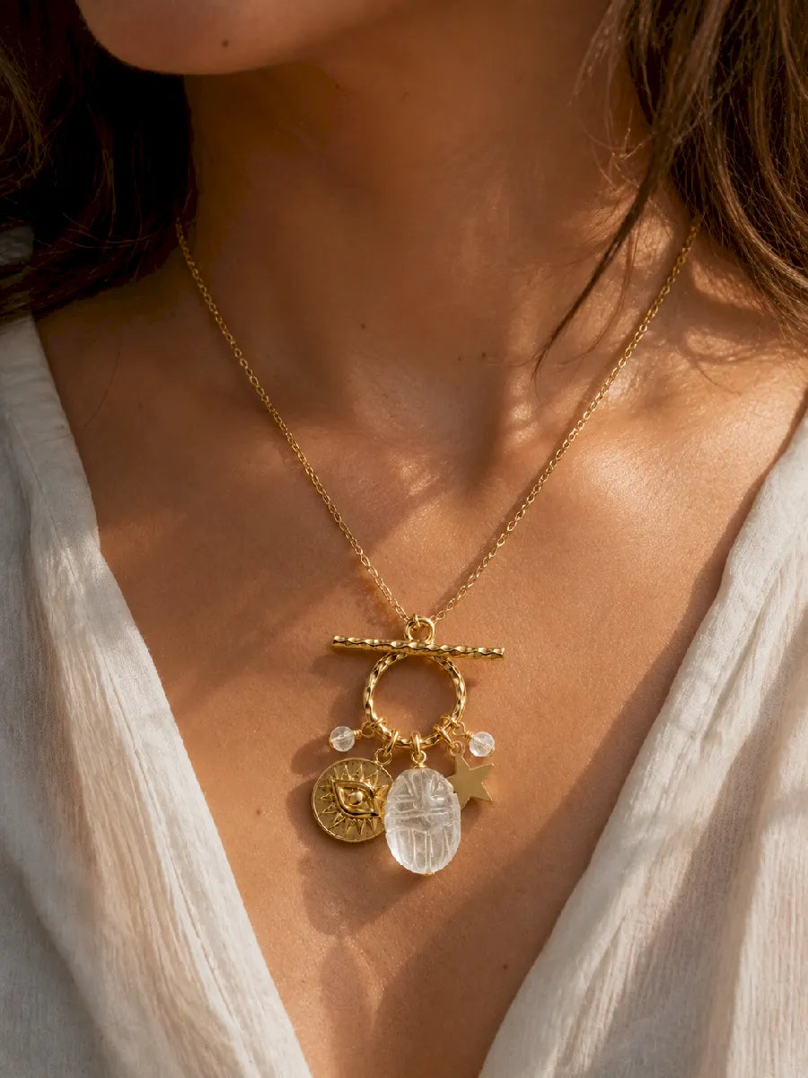 Collier en cristal de roche, vue 2 - Paulette Quincaillerie