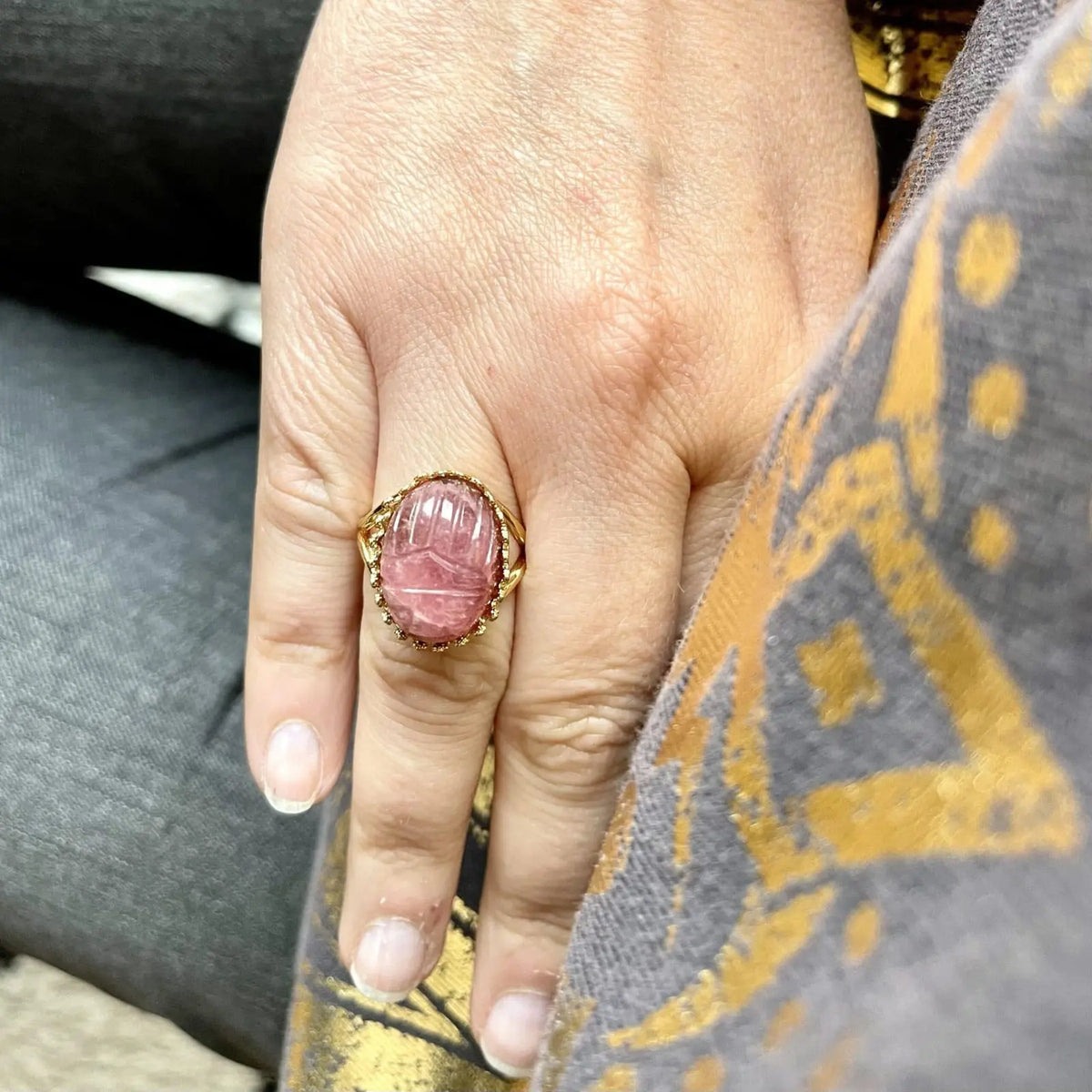 bague scarabée rhodochrosite