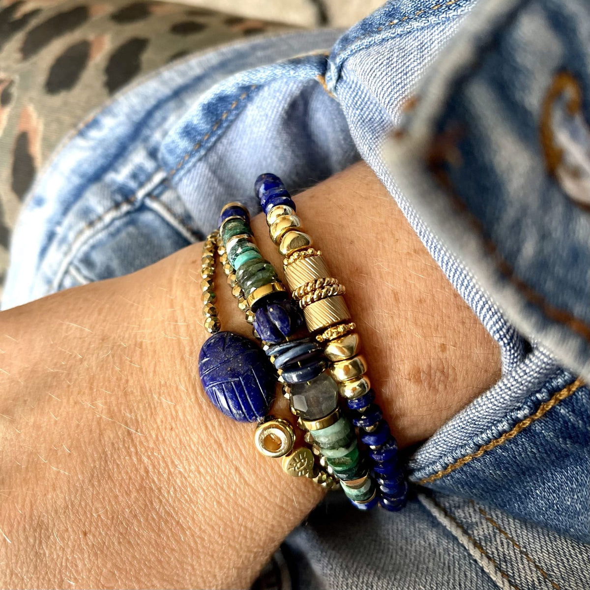 Bracelet en lapis-lazuli, vue 2 - Paulette Quincaillerie
