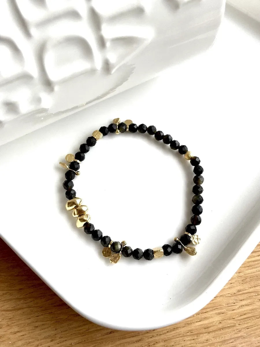 bracelet lucia obsidienne dorée
