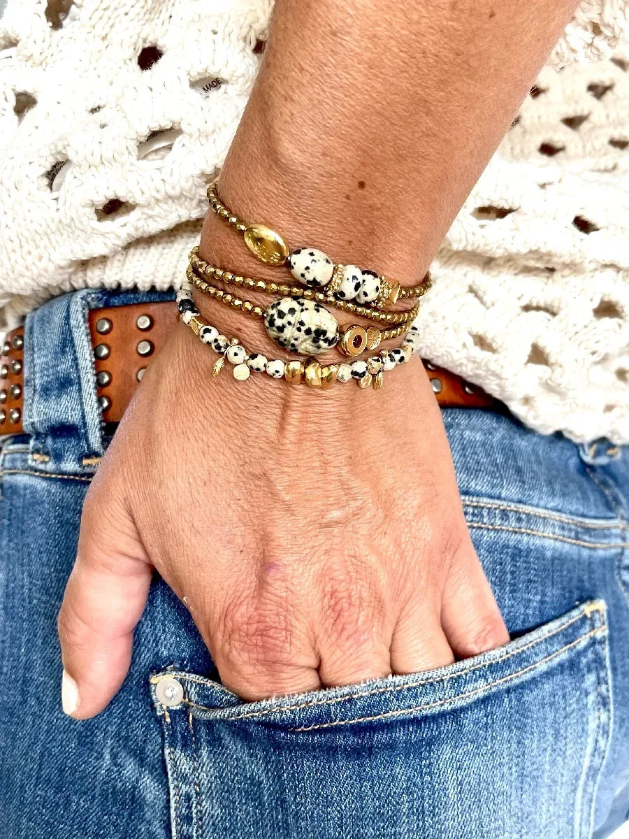 Bracelet en jaspe dalmatien - Paulette Quincaillerie