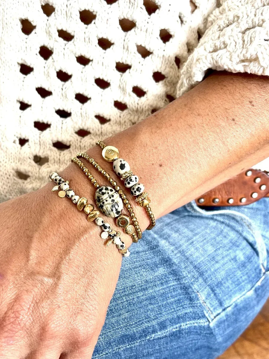 Bracelet en jaspe dalmatien, vue 2 - Paulette Quincaillerie