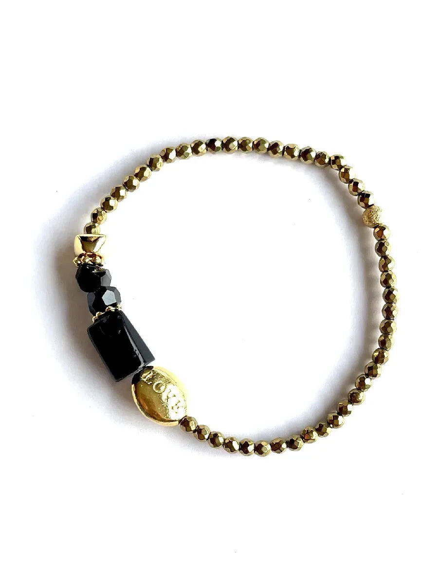 bracelet gaia spinelle noire élastique en pierres d'hématites
