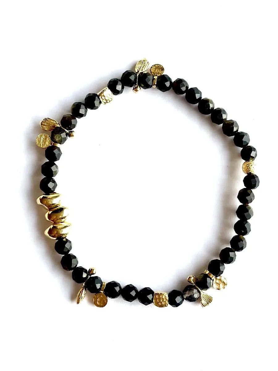 bracelet lucia obsidienne dorée