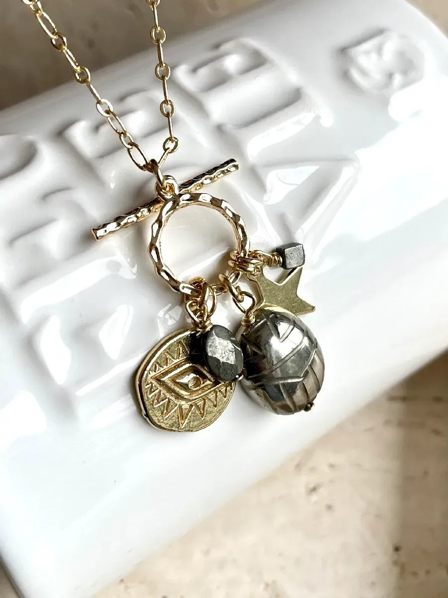 Collier en pyrite, vue 3 - Paulette Quincaillerie