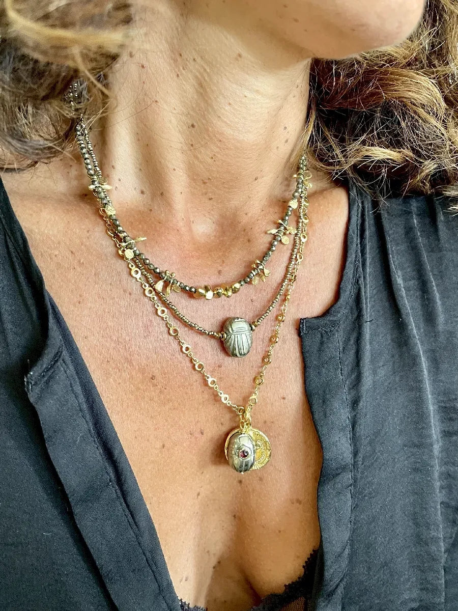 Collier en pyrite, vue 2 - Paulette Quincaillerie