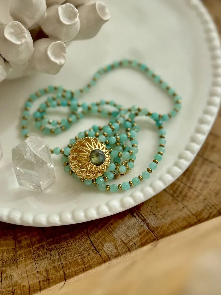 Sautoir en amazonite, vue 2 - Paulette Quincaillerie