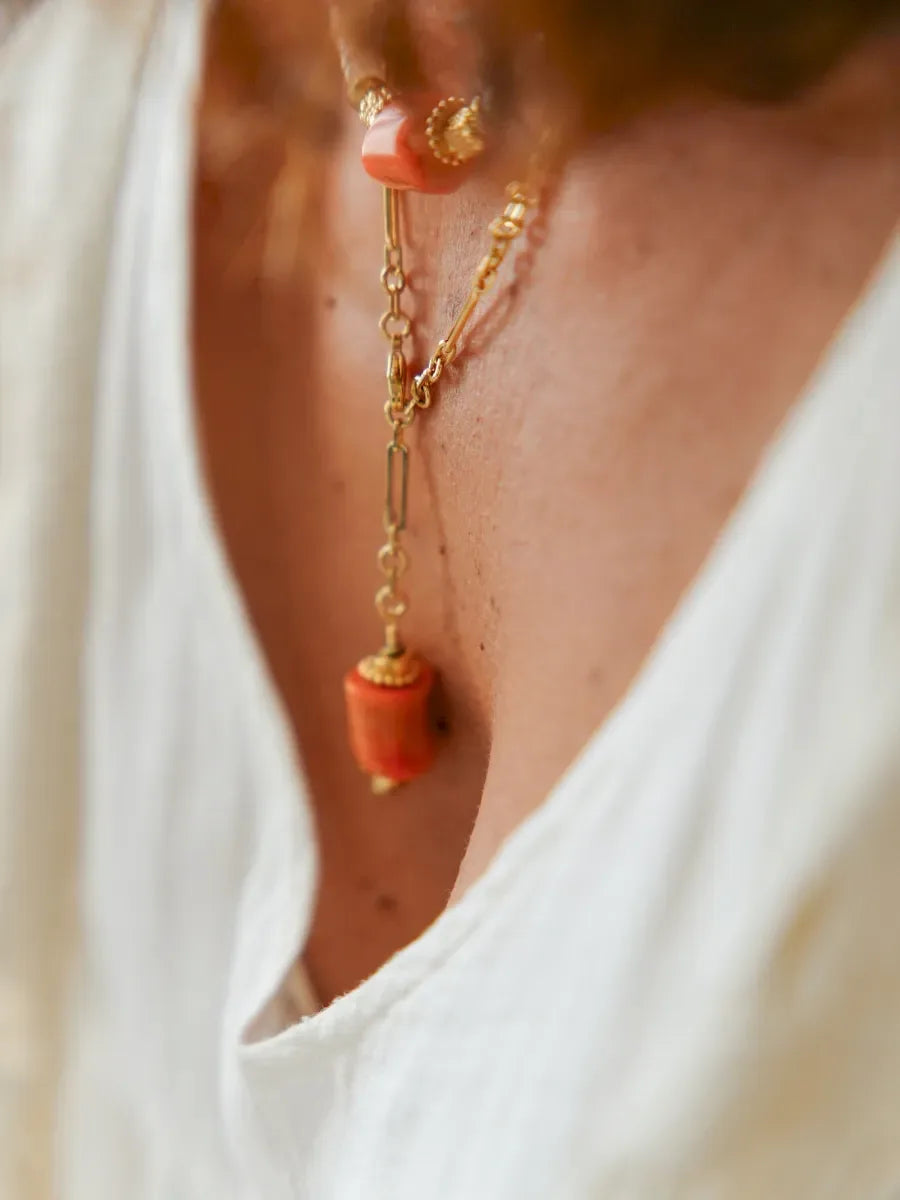 sautoir bola corail
