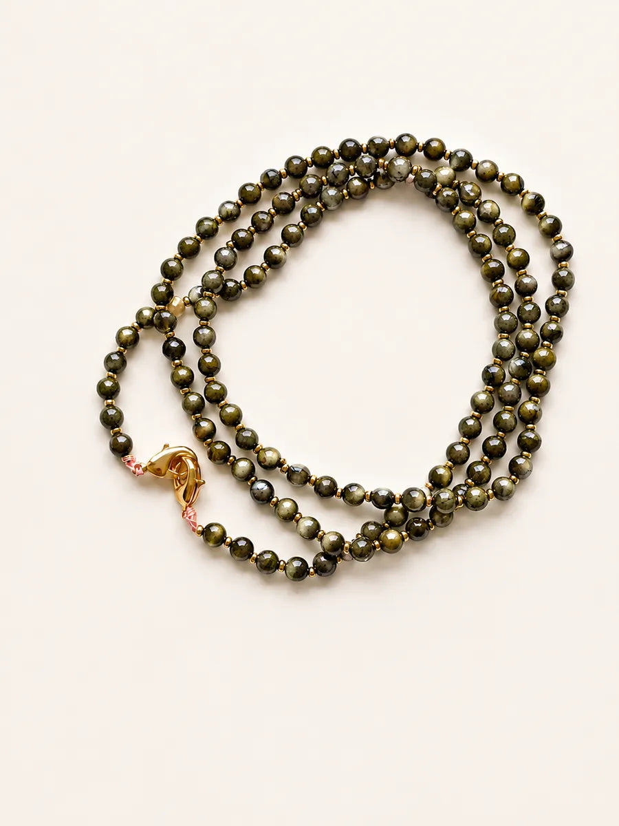 Sautoir en obsidienne dorée - Paulette Quincaillerie