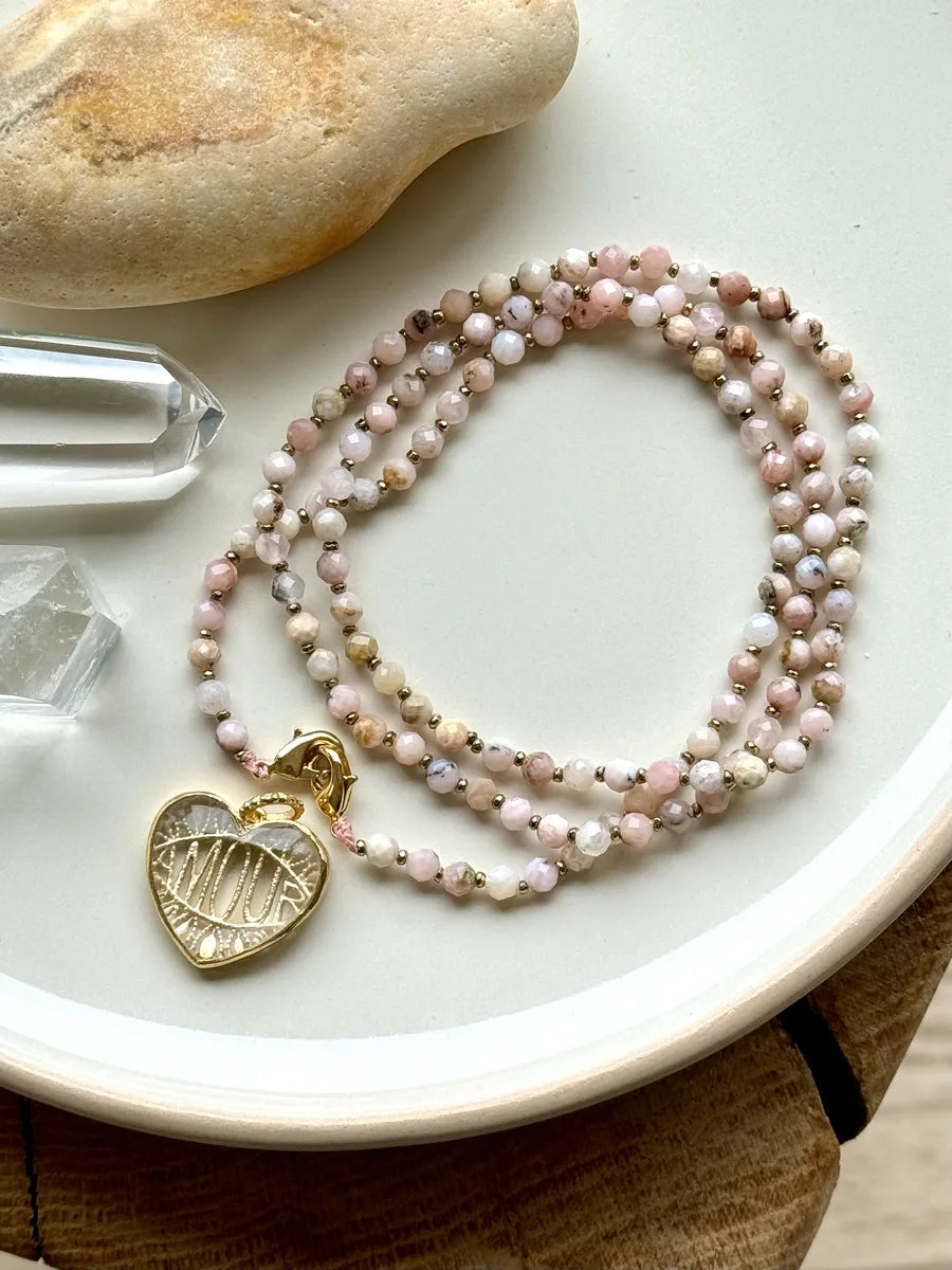 Sautoir en opale rose, vue 6 - Paulette Quincaillerie
