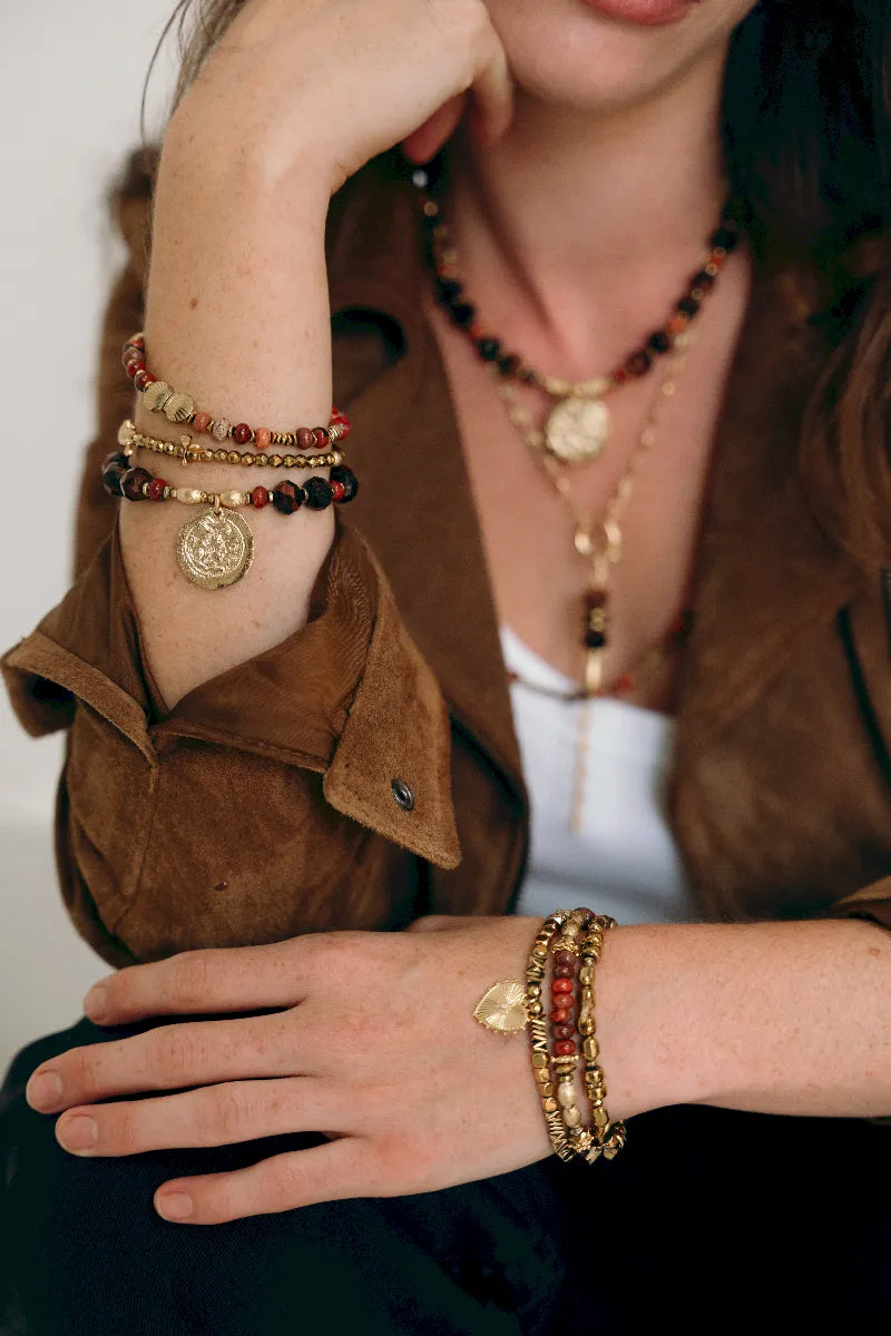 bracelets terracota et japse rouge