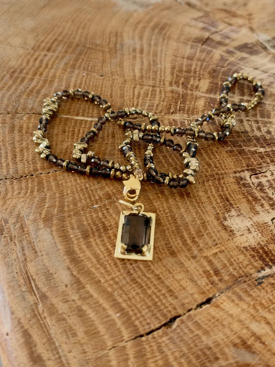PENDENTIF HENRIETTE QUARTZ FUMÉ