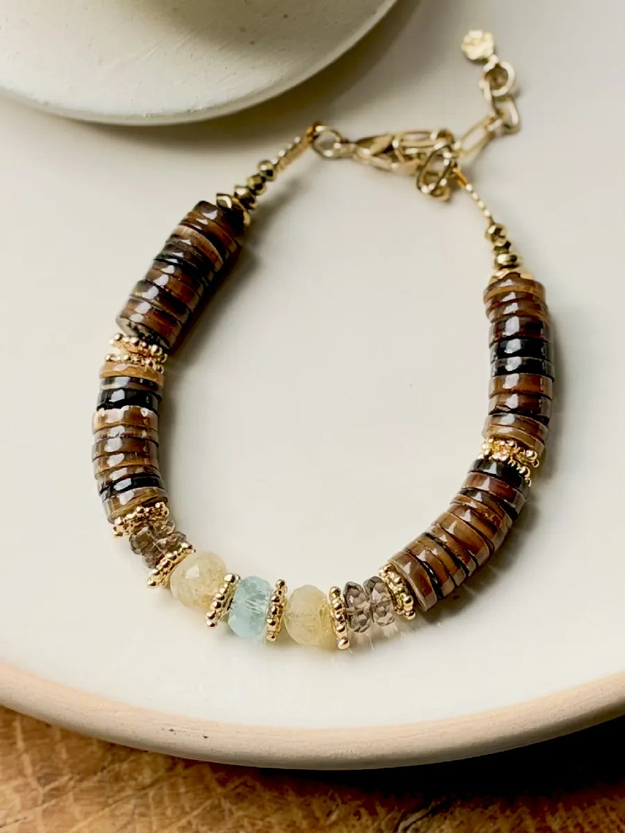 BRACELET DELHI CITRINE / AIGUE MARINE