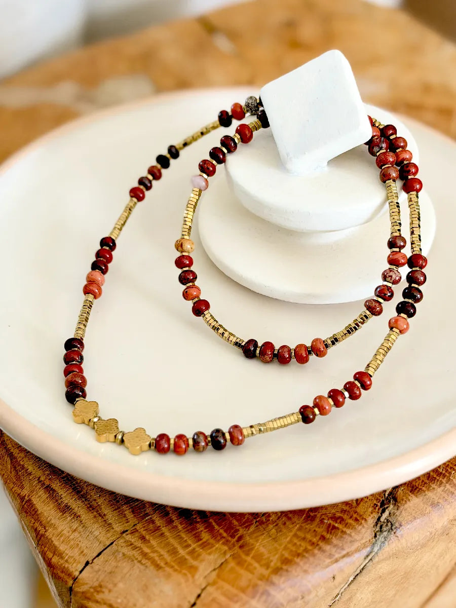 COLLIER LUCKY  VENUS JASPE ROUGE