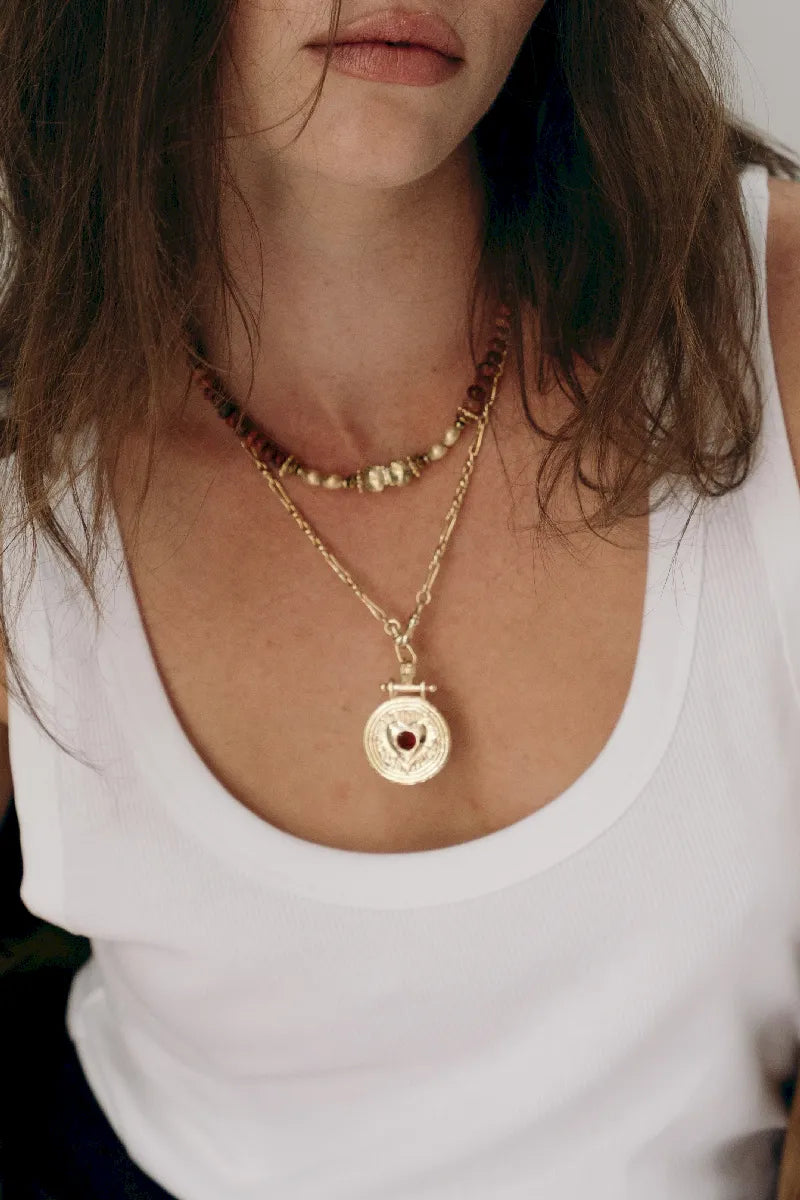 COLLIER TURANE VENUS JASPE ROUGE