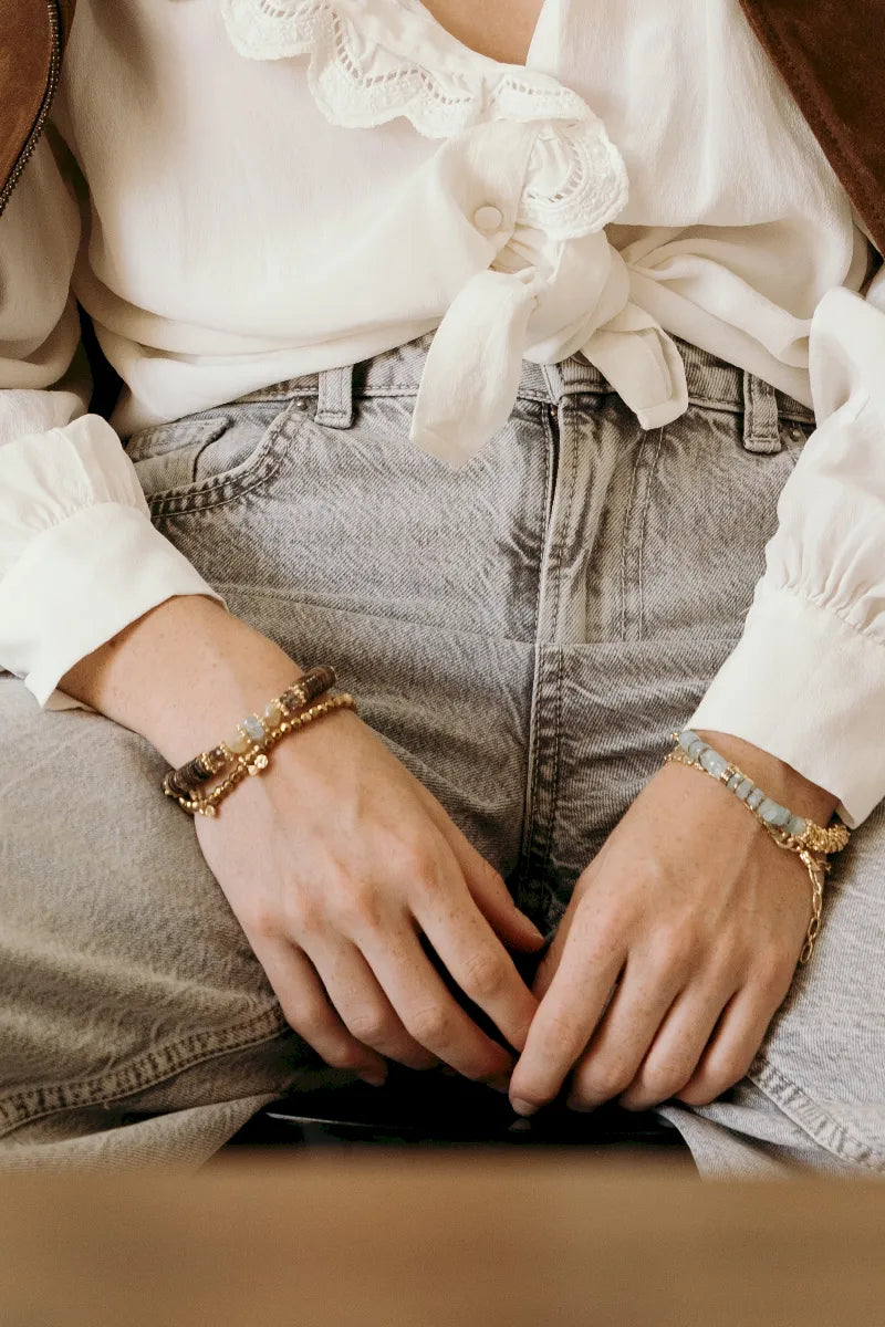 BRACELET DELHI CITRINE / AIGUE MARINE