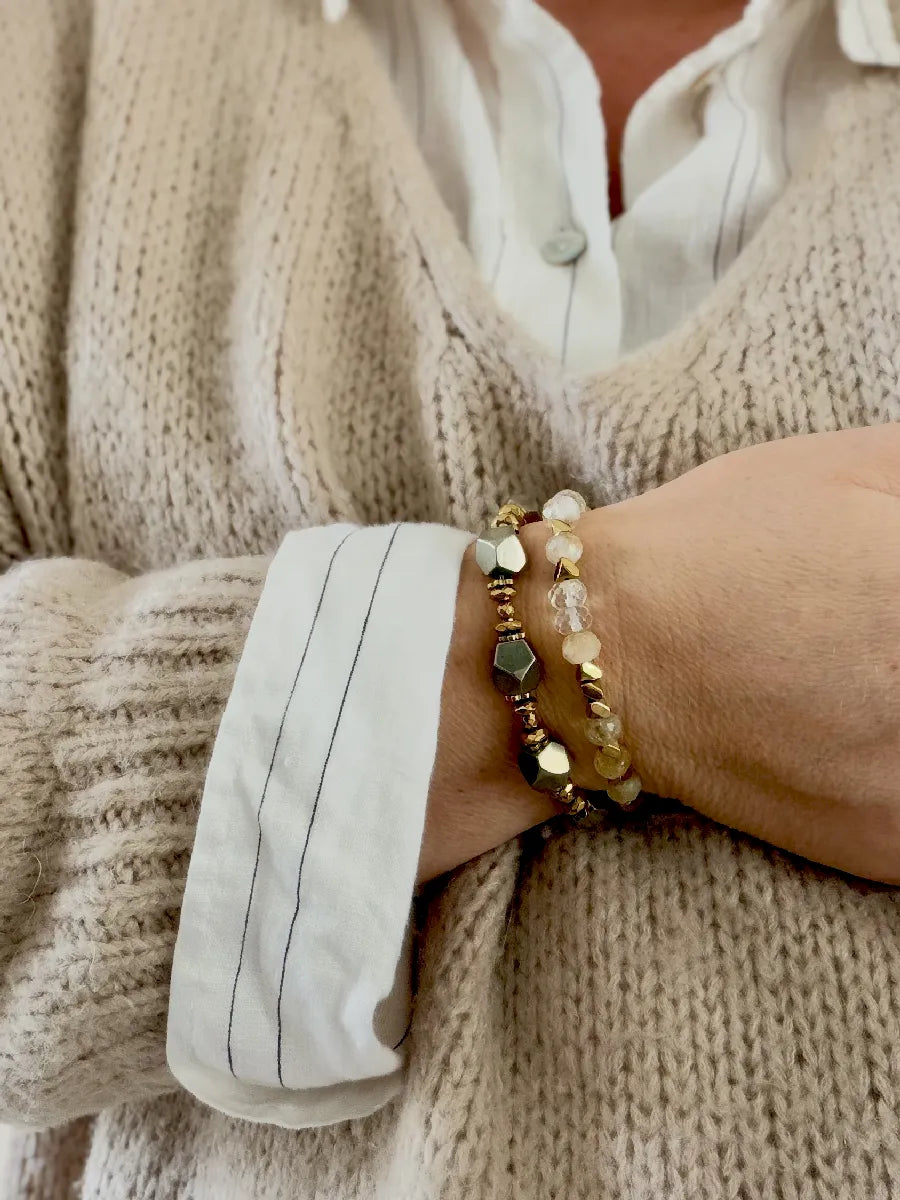 bracelet en citrine et hématites or