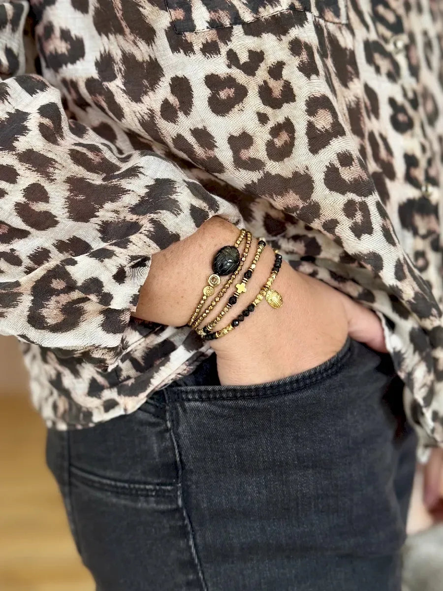Bracelet en obsidienne dorée, vue 3 - Paulette Quincaillerie