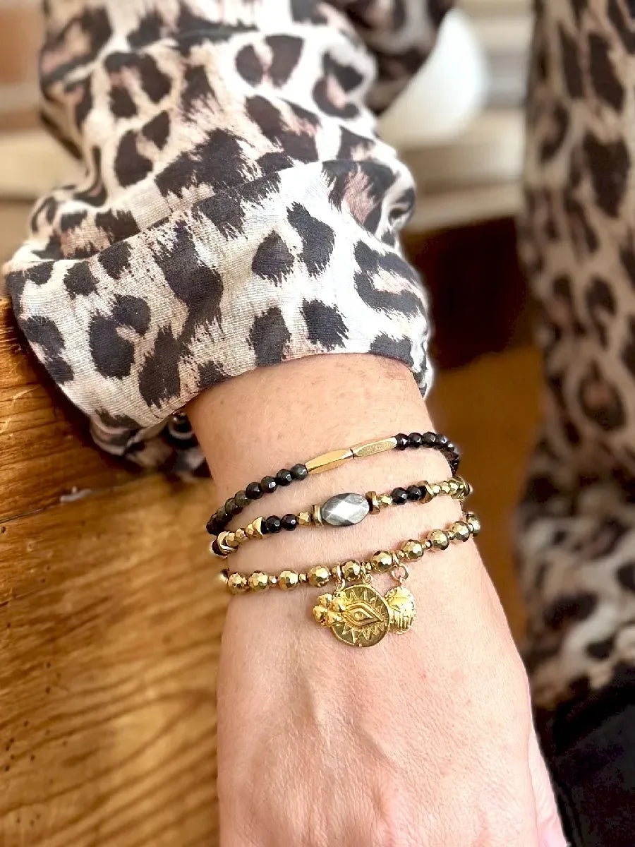 Bracelet en obsidienne dorée, vue 2 - Paulette Quincaillerie