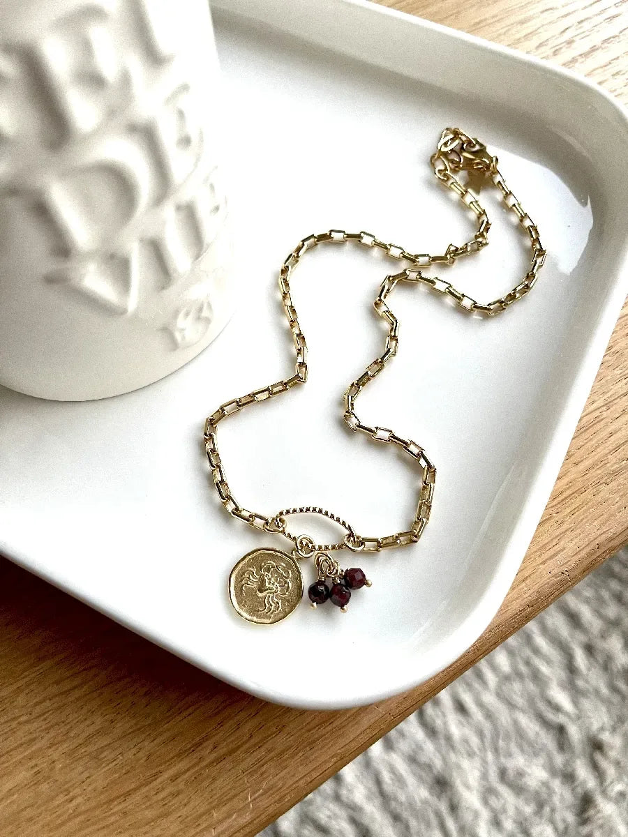 collier cancer chaine grenat