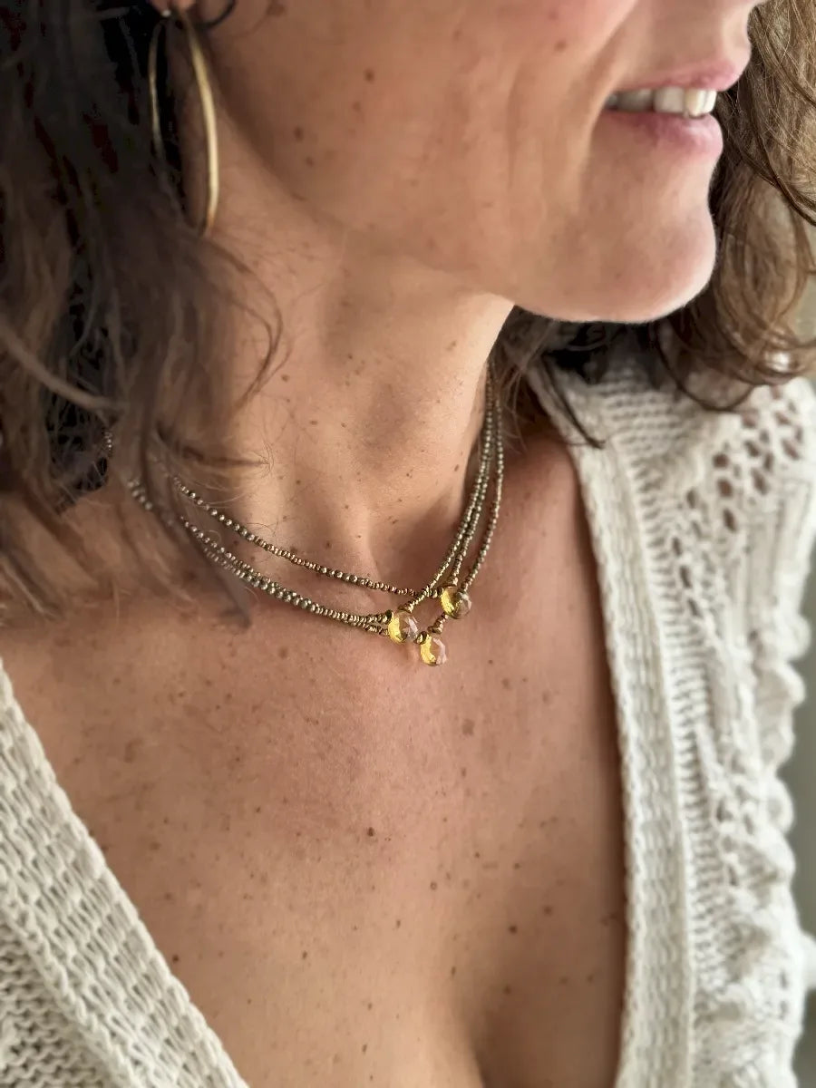 collier citrine et pyrite