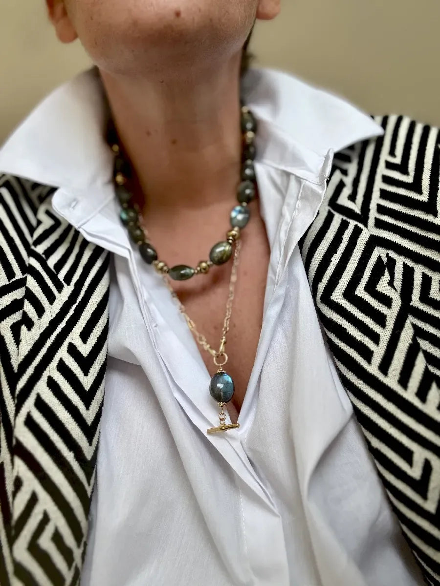 Collier en labradorite, vue 3 - Paulette Quincaillerie