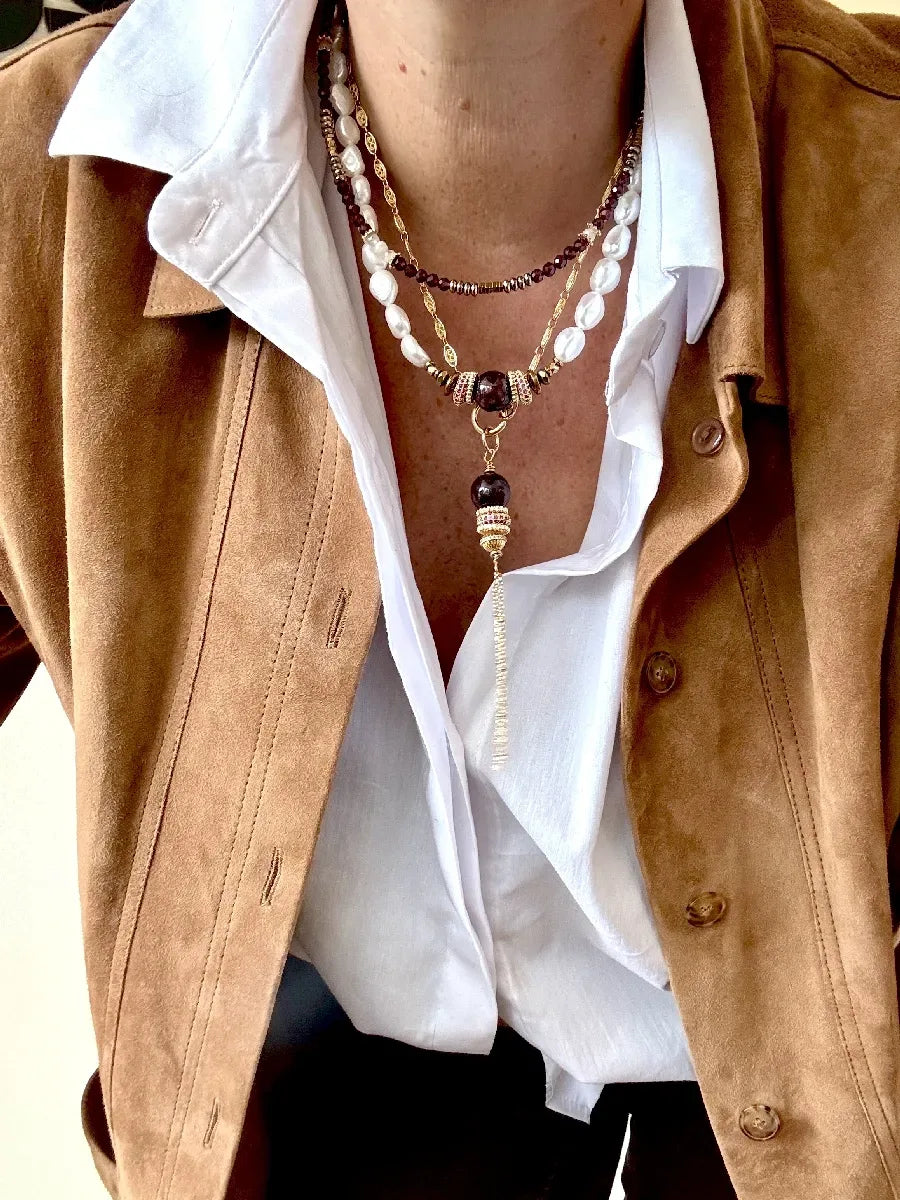Collier en grenat, vue 2 - Paulette Quincaillerie