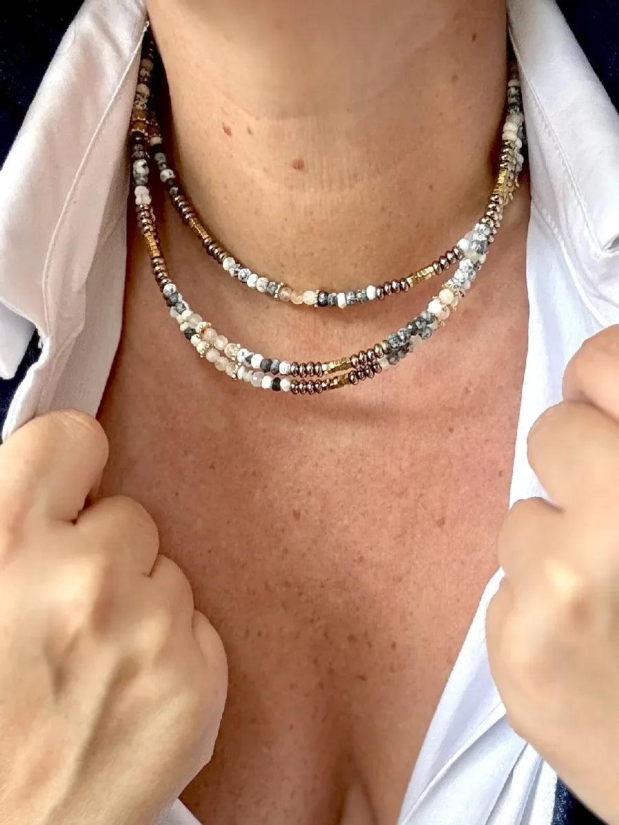 COLLIER OPALE DENDRITIQUE CELESTE