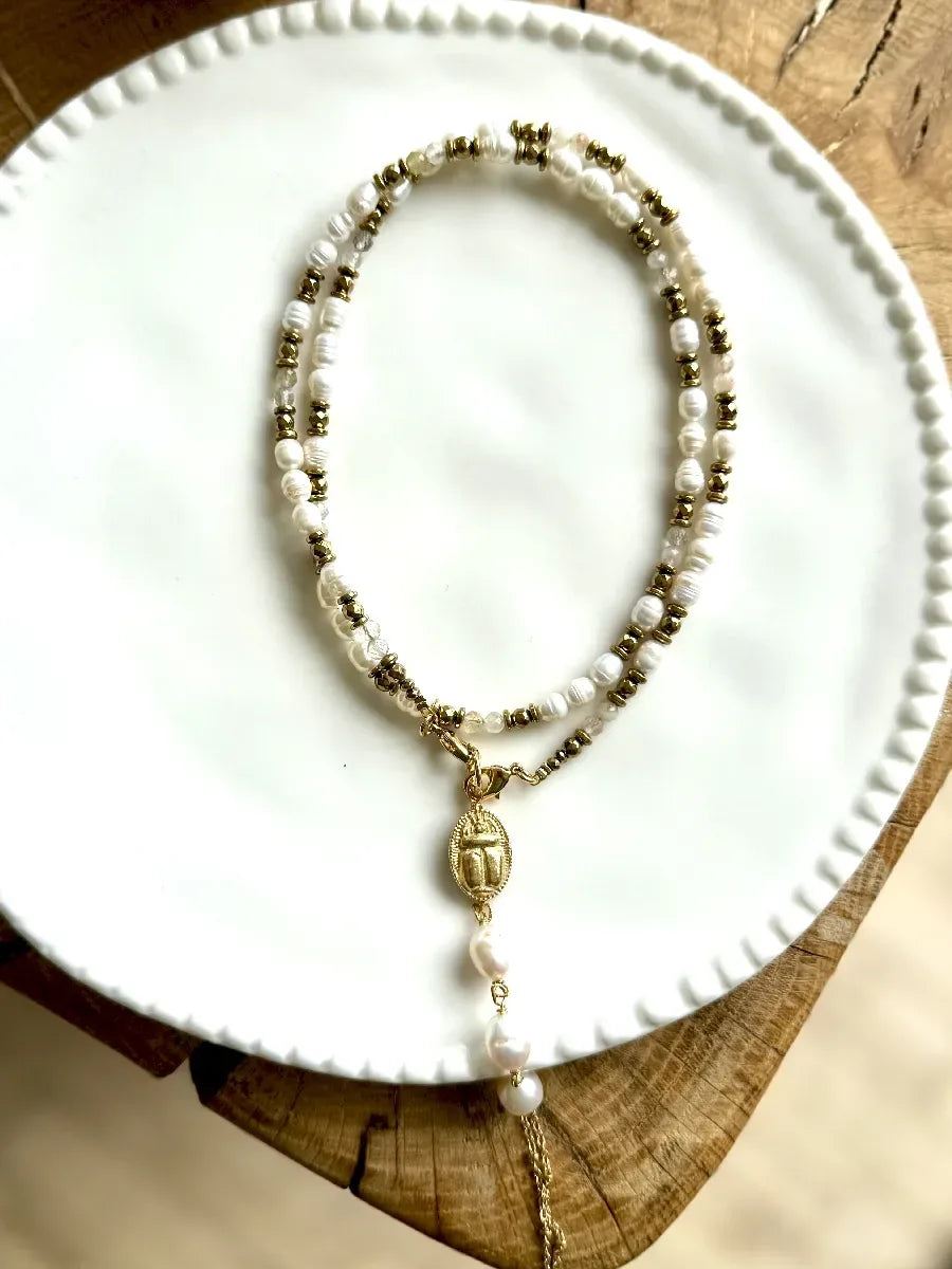 Chapelet en quartz rutile, vue 4 - Paulette Quincaillerie