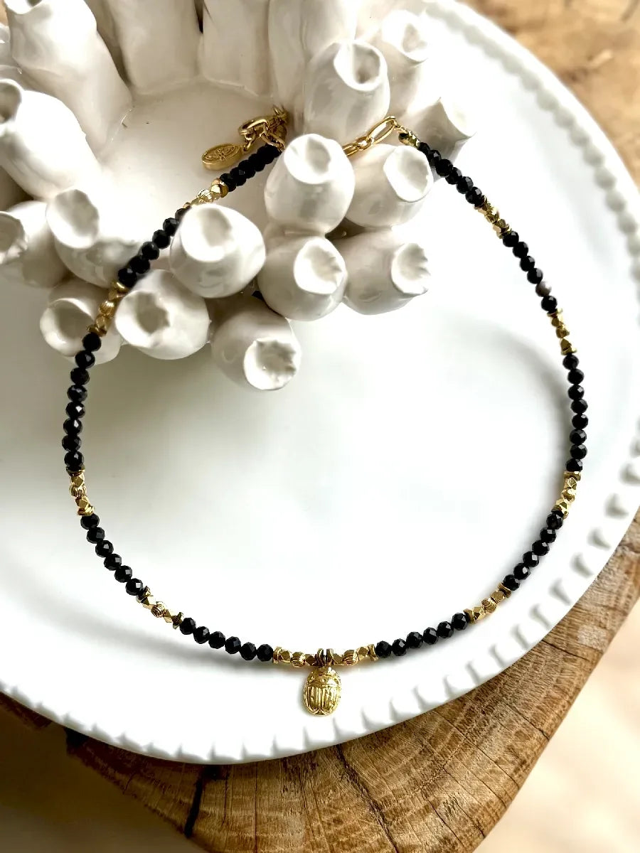 Collier en obsidienne dorée, vue 2 - Paulette Quincaillerie