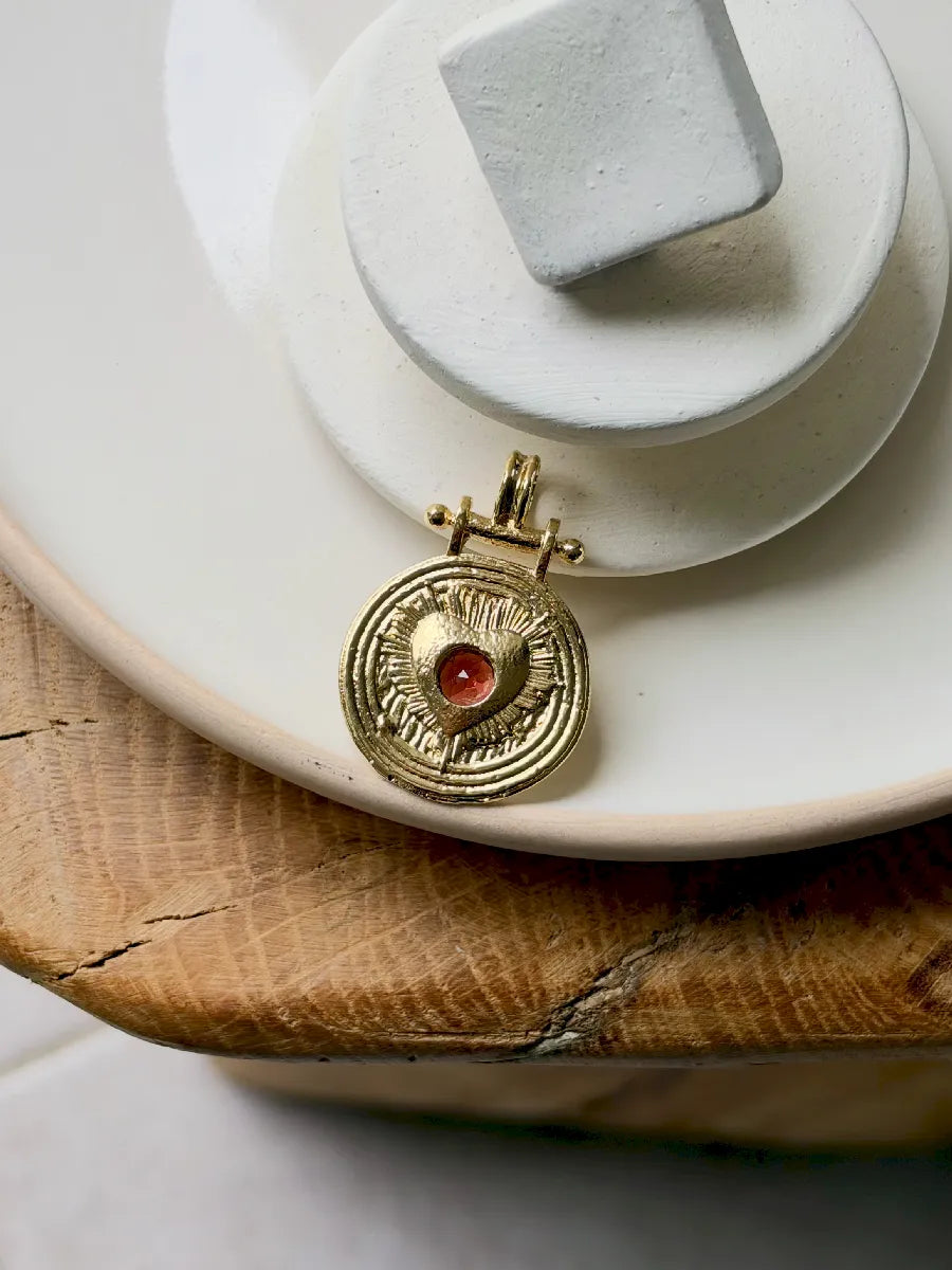 pendentif coeur flamboyant grenat