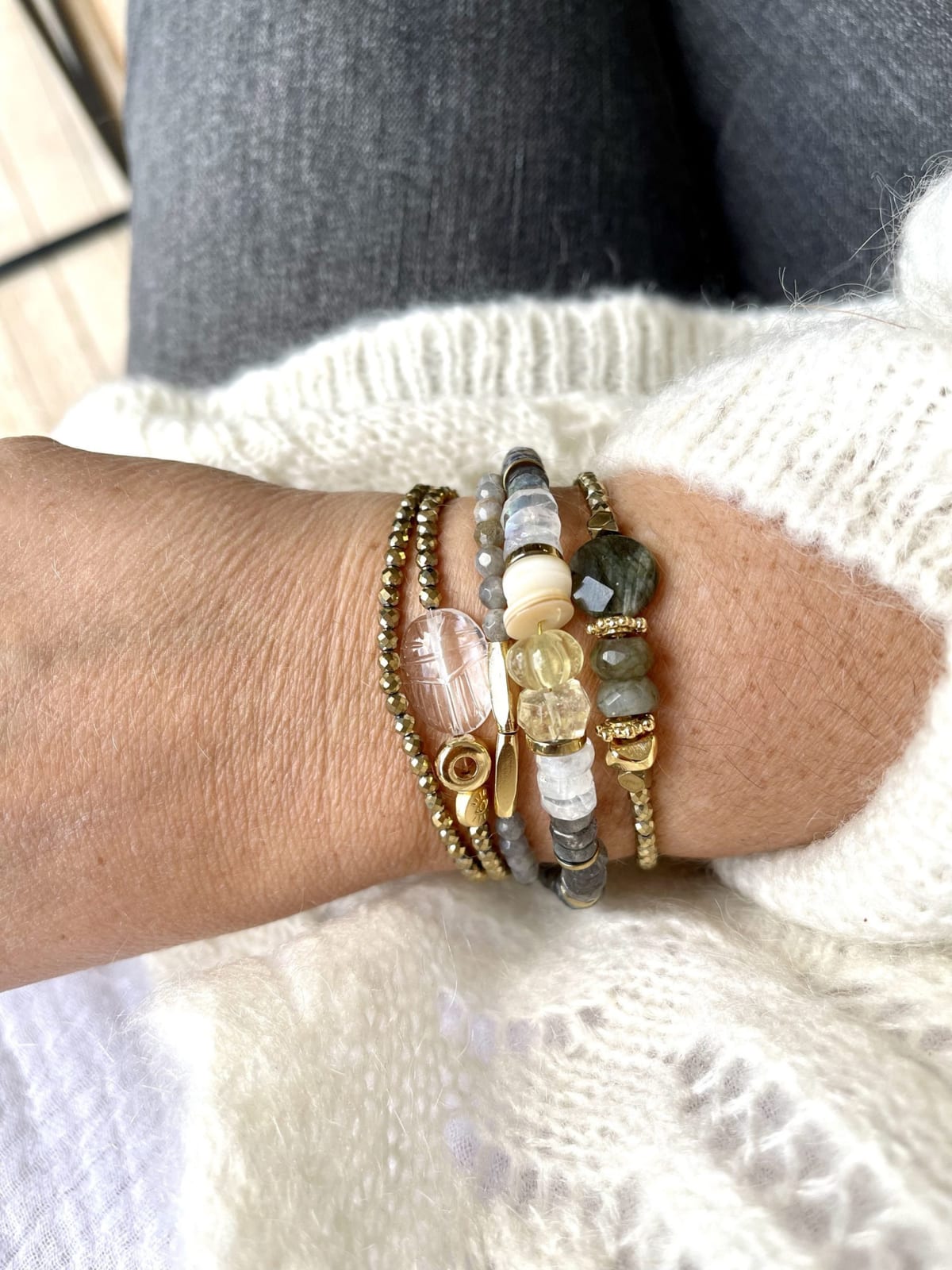 Bracelet en cristal de roche, vue 2 - Paulette Quincaillerie
