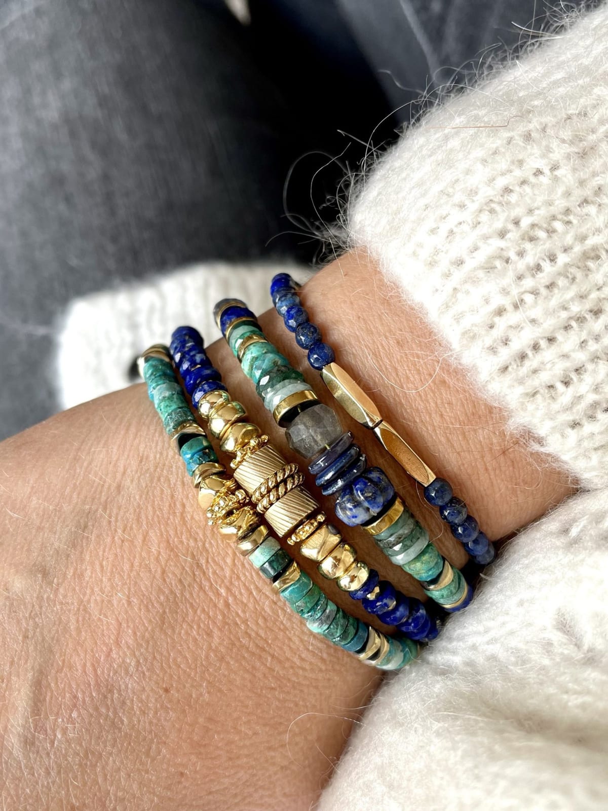 Bracelet en chrysocolle, vue 2 - Paulette Quincaillerie