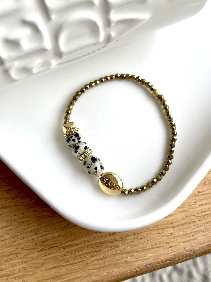 BRACELET GAIA JASPE DALMATIEN
