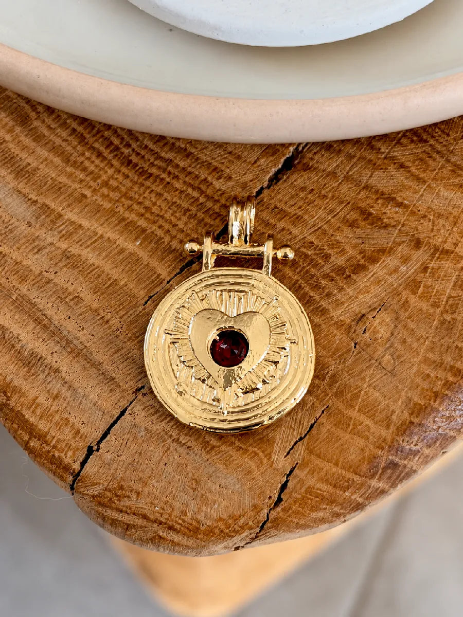 pendentif coeur flamboyant grenat