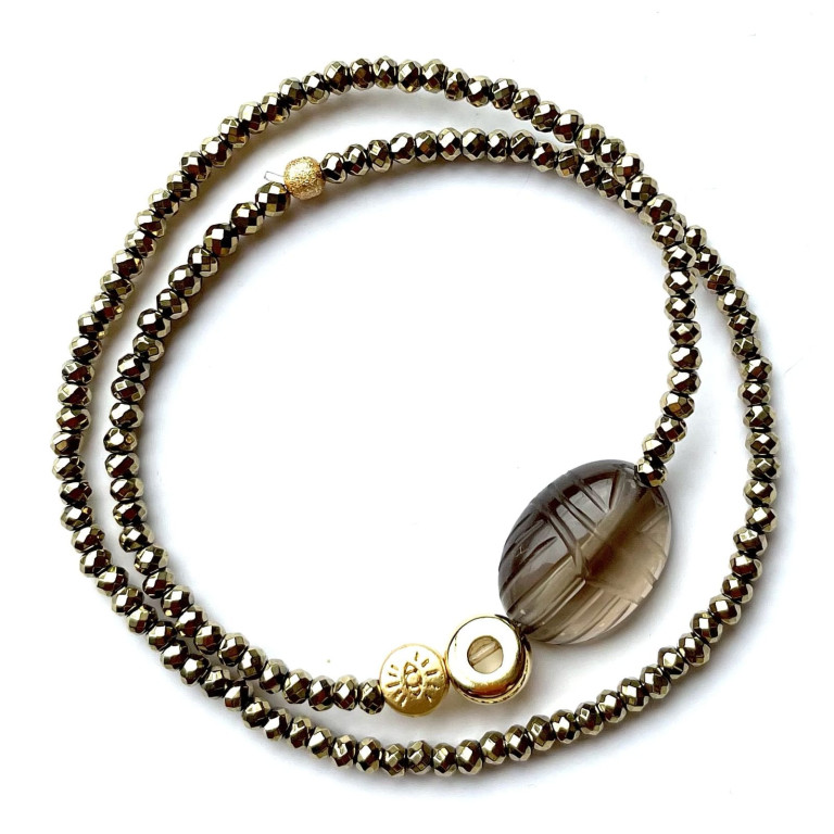 paulettequincaillerie-bijoux-createur-pierres-semi-précieuses-talisman-protection_68 BRACELET DOUBLE PROTECT QUARTZ FUME