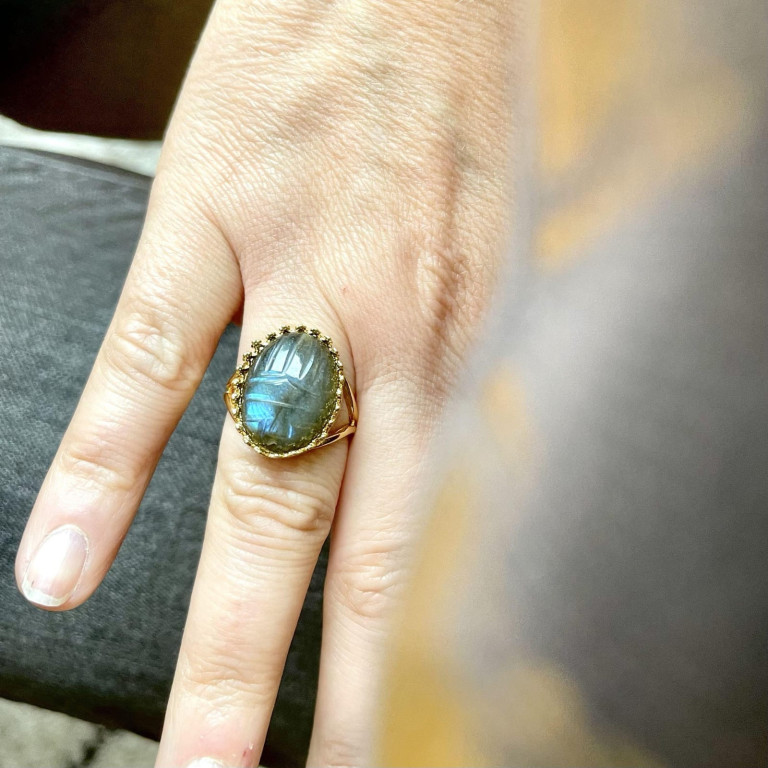 bague scarabée labradorite