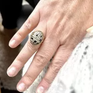 bague scarabée jaspe dalmatien