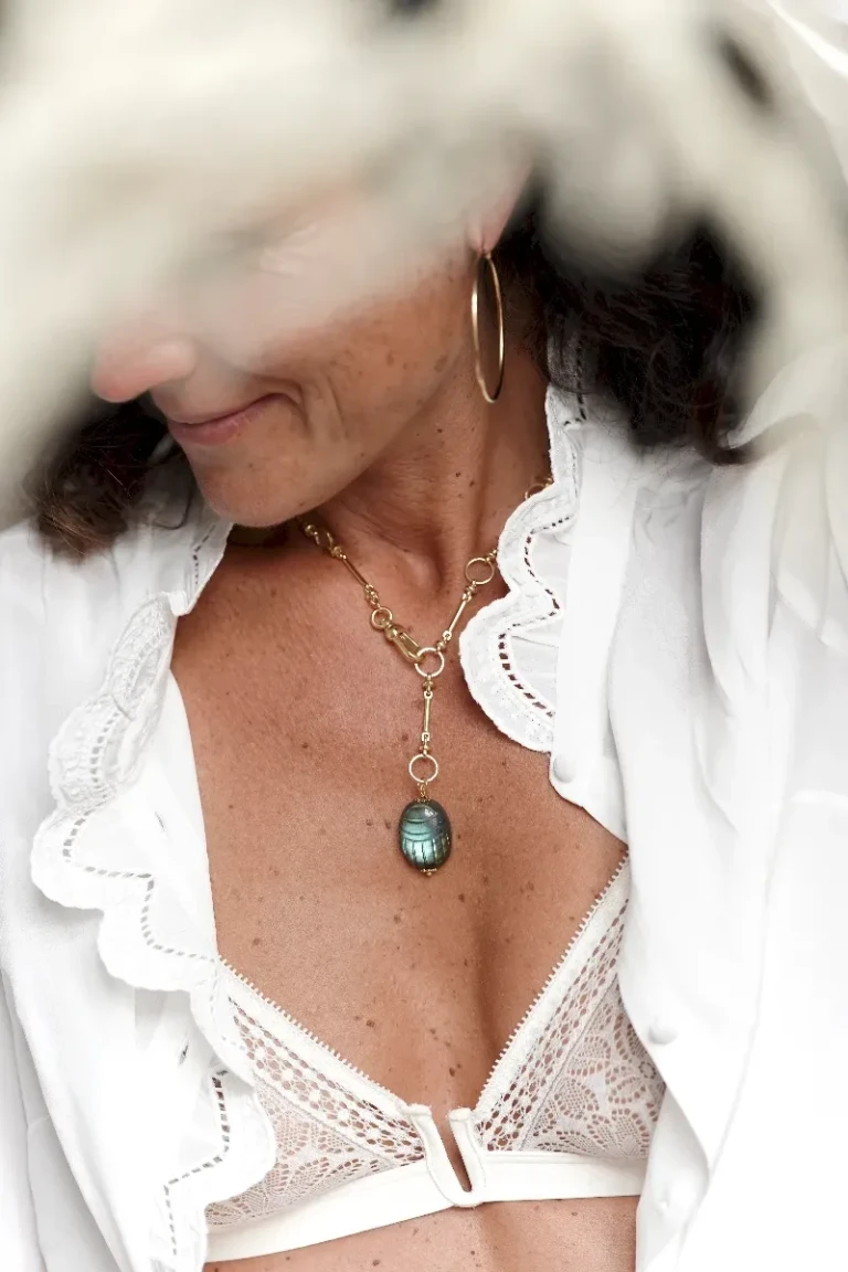 COLLIER SCARABEE LABRADORITE MAMOUNIA - Protection Confiance en soi – Image 2