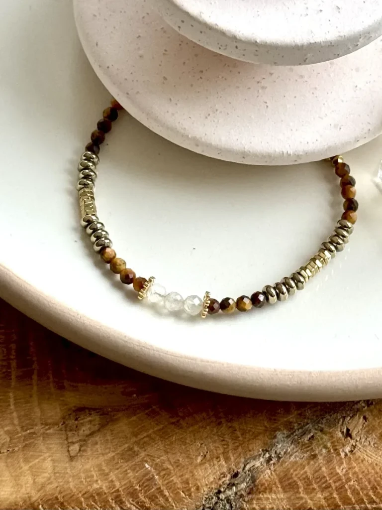 bracelet celeste oeil de tigre et quartz rutile